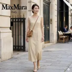 【MaxMara/マックスマーラ】ノースリーブシルクネップワンピース 白タグ