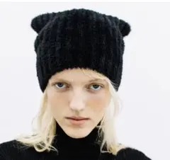 ◉美品◉WCJ 若槻千夏　猫耳ニット帽　ブラック　黒