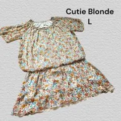 キューティブロンド Cutie Blonde 花柄 半袖ワンピース L ベージュのサムネイル