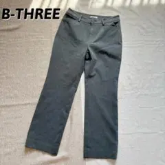 B-THREE 美脚ストレッチパンツ 【M】 グレー 裏起毛 ウエスト62〜68