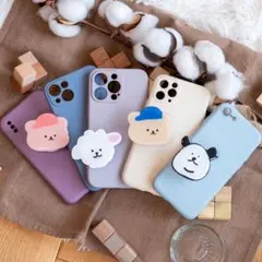 ポップソケット付き  iPhoneケース　スマホグリップ　韓国