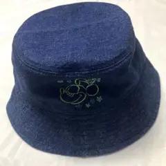 ディズニー　バケットハット　ミニー　刺繍　帽子　ネイビー