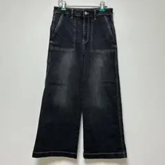 【美品】H&M 黒デニム　ブラック　ワイドデニムパンツ　レディース　パンツ