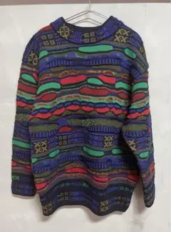 貴重 3Dニット セーター 編み込み 総柄 COOGI風