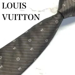 Louis Vuitton BIGモノグラム＆ダミエ ダークグレーシルクネクタイ