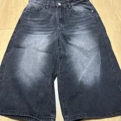 ダークグレー デニム ハーフパンツ