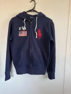 Polo Ralph Lauren 綿ネイビー ジップアップパーカー XS