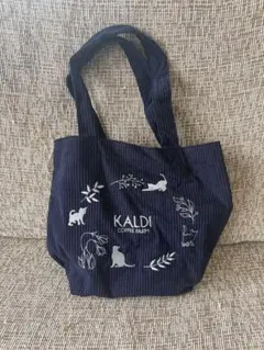 KALDI COFFEE FARM 코듀로이 토트 백 고양이 무늬