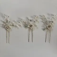 フラワーコーム　3点セット　ブライダル　ヘッドアクセサリー