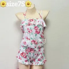 未使用に近い«7S»ローズ柄 コンビニネゾン ビキニ 3点set