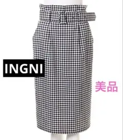 INGNI イング ギンガムチェック ナロースカート ベルト付き