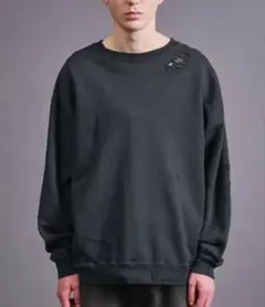 ダメージ加工 ブラック スウェット