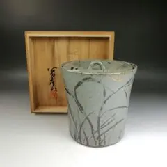 藤井朱明 平成12年作 壺花器 日展人気作家 花瓶 有田焼 特大雪景色 共