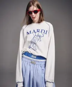 &マルディメクルディ犬プリントスウェット ホワイト系 レディース
