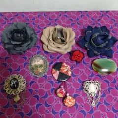 【タイムセール】★ハンドメイド ブローチ 9点セット