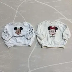しまむら Littc リトシー ミッキー ミニー トレーナー 男女双子 90