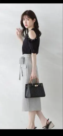 プロポーションボディドレッシング アウトポケットタイトスカート グレー 美品