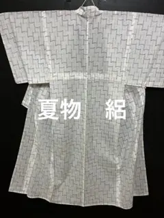 夏物　絽　小紋　白地に紫　美品621-11のサムネイル