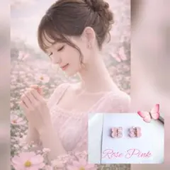 ꕤ︎︎お花のバイカラー ピアス イヤリング ローズピンク