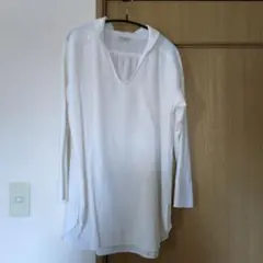Samansa Mos2 ホワイト Vネック 長袖チュニック