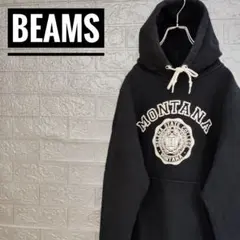 ビームスBEAMSカレッジロゴ古着スウェットパーカーM黒MONTANA