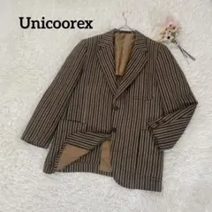 総柄 テーラードジャケット ブラウン M　ウール 厚手 ヘリボーン柄 通勤のサムネイル