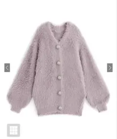 ビジューボタンフェザーニットカーディガン［Kz278］