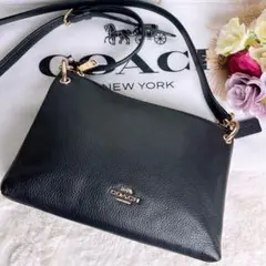 美品☆COACHコーチ ショルダーカメラバッグ レザー ブラック シボ革