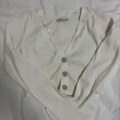 ZARA リブ　Vネック カーディガン　薄手　クロップド丈