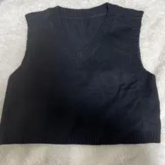 ニットベスト 秋冬 黒