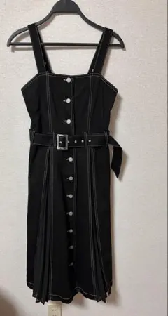 ジュエティ　jouetie ムスイッチジャンスカ 黒 プリーツ サロペット M