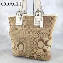 COACH トートバッグ シグネチャー パッチワーク キャンバス パイソン型押し