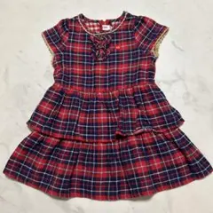 ミキハウス　秋服　チェック柄ワンピース 100cm