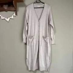 美品　GU ライトベージュ Vネックロングカーディガン Lサイズ