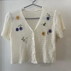 アイボリー刺繍入りカーディガン