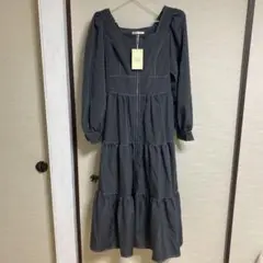 NICE CLAUP グレー ティアードワンピース