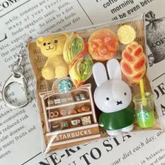 18.ガチャ詰めポーチ♡ミニチュア うさぎ緑♡︎カフェ♡︎ベーカリー