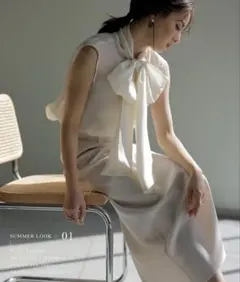 アニュアンス anuans 2way シアー ボリュームタイブラウス アイボリー