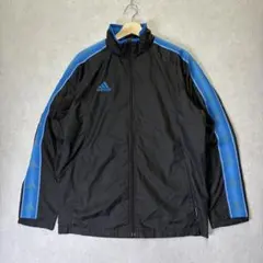 adidas ナイロン ジャケット フルジップ L アディダス 黒 青