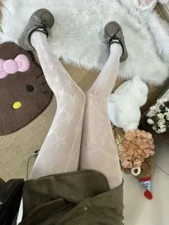 【Y2K】BON タトゥーストッキング asymmetry lace white