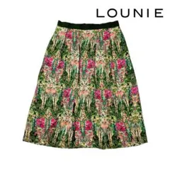 09T987☆ LOUNIE 花柄 フレア ひざ丈 プーツ スカート 春秋 Mのサムネイル