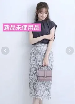 950【新品未使用】Apuweiser-riche 配色大花レースタイトスカート