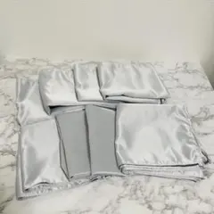 未使用に近い 遮光 布 カーテン シルバー グレー 77×40cm 8枚セット