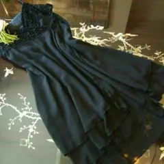 11号 高級 黒 ワンピース ドレス ブラック グレース好きの方に 巻きワンピ