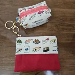 ポケットティッシュポーチ　ミニキャラメルポーチ　セット　寿司ねこ