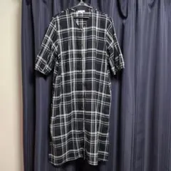 3can4on チェック柄 半袖シャツワンピース