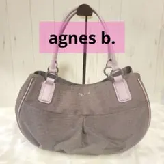 バッグ　agnes b.　アニエスベー　ロゴ金具　刺繍ロゴ　 紫　ピンク　レア