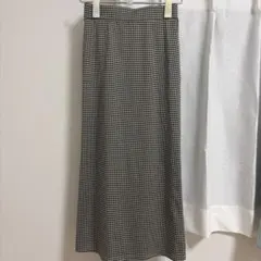 coca コカ 千鳥格子柄ジャカードIラインスカート タイト ロング 黒白 M