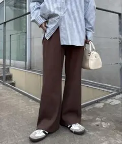 【チャオパニックティピー】値下げ　すっきりシルエットリブパンツ L　ブラウンのサムネイル