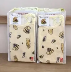 【新品未使用】ユニクロ　ボディスーツ　長袖　くまのプーさん　２枚　70cm